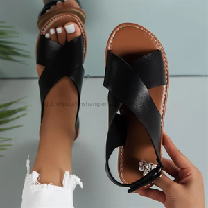 Hot Latest Design Flat Sandals Casual Wholesale High Quality Summer PU <b>Soft</b> Daily Large Size Sandals Women <b>Shoes</b> - Product Image 2