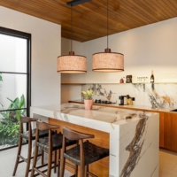 Lustre suspendu moderne en bois et métal avec tissu brun nordique, hauteur réglable, pour l'éclairage de la salle à manger