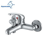 Aquacubic Robinet de douche à poignée unique pour baignoire murale en laiton sans plomb