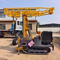 Petite foreuse portative sur chenilles pour puits d'eau en roche dure de 300 m, moteur diesel