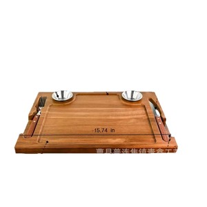 Planche à steak en bois Qingxin de 15,74 pouces avec rainures pour couverts et bols en acier inoxydable pour les fêtes - Product Image 1
