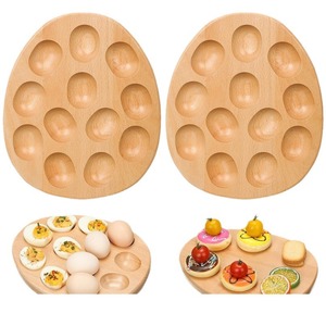 Wooden Egg <b>Storage</b> <b>Tray</b> 12 Compartment Fresh Keeping Kitchen Display <b>Tray</b> For Eggs And Snacks - Product Image 5