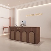Caisse de salon de beauté, comptoir de bar pour séjour à domicile, réception de magasin de vêtements, comptoir en osier pour restaurant, style Wabi Sabi