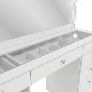 <span class=keywords><strong>Table</strong></span> de toilette moderne pliable avec miroir éclairé et tiroirs pour la salle de bain et le maquillage - Product Image 3