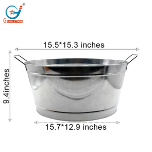 9.1 Gallon Large Oval <strong>Galvanized</strong> Iron Ice Bucket Beverage <strong>Tub</strong> for Parties and Bars - Product Image 2