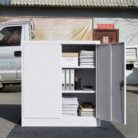 Armoire de classement en acier à 2 portes, verrouillable, avec étagères réglables, pour bureau, maison ou école