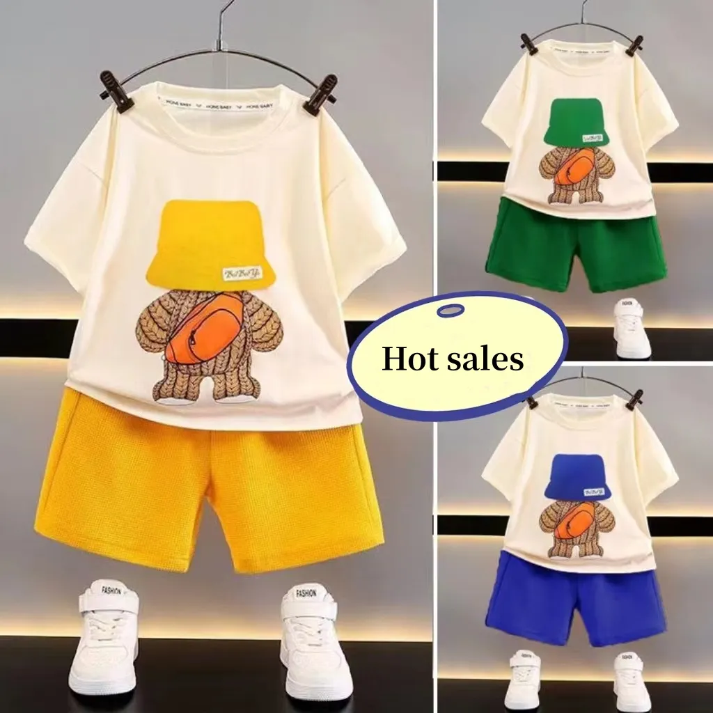 2024 duoyingbao, дешевые летние детские наряды, детская одежда, комплект из двух предметов для мальчиков 0-8 лет