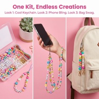 Perlengkapan Pembuatan Gantungan Kunci Manik-Manik DIY dengan Jepitan, Manik Akrilik Warna-Warni, Liontin Huruf untuk Ransel, Tas, Tas Jinjing, Kit Gantungan Tas