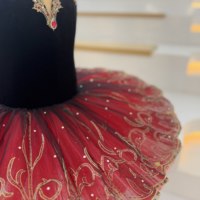 Gaun Tutu Balet Spanyol Merah Hitam Profesional untuk Anak Perempuan, Tutu Pancake untuk Pertunjukan Panggung & Kompetisi Don Quixote