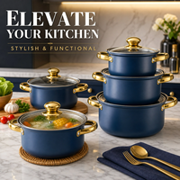 Ensemble de casseroles classiques en acier inoxydable 10 pièces, compatible avec les plaques de cuisson à induction, électriques et à gaz