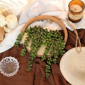 2 plantes succulentes artificielles en bois avec perles de <span class=keywords><strong>ficelle</strong></span>, <span class=keywords><strong>pot</strong></span> et cordon - Product Image 4