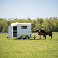 Remorque pour chevaux à chargement incliné, remorque pour 2 chevaux, chargement direct, transport de chevaux