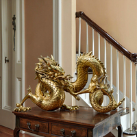 Statue de dragon de style chinois en métal moulé, gravée, découpée, imprimée, plaquée or, décoration d'intérieur, sculpture