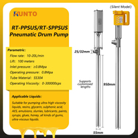 Pompes pneumatiques à barillet pour liquides à haute viscosité, pompes de transfert à piston sanitaire à commande pneumatique en acier inoxydable pour fûts