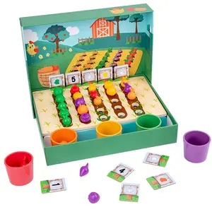 Juguete educativo para edades tempranas, taza de clasificación de Color, juego de simulación de cognición, granja de madera, plantación de frutas y verduras