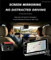Layar CarPlay Mini 4.5 Inci Portabel Nirkabel Android Auto, Layar Sentuh IPS Universal untuk Monitor Kendaraan Pintar