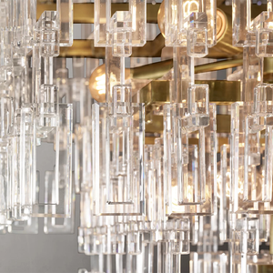 Lustre en cristal K9, lustre de plafond, lustre rectangulaire à étages Marignan pour salon, éclairage de luxe, décoration de la maison - Product Image 4