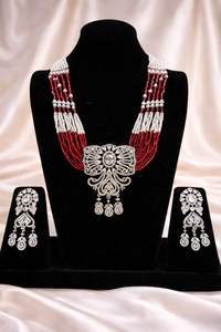 Parure de collier et boucles d'oreilles en diamant américain plaqué argent de haute qualité pour mariée, bijoux de mode pour femmes et jeunes filles - Product Image 4