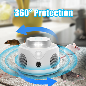 Dispositivo repelente ultrasónico de ratas y ratones 4 en <span class=keywords><strong>1</strong></span> de 360 grados con 9 luces estroboscópicas y control de plagas de interior PIR para mosquitos - Product Image 2