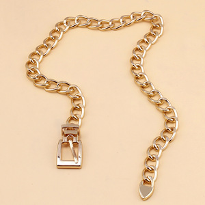 Collier ras du cou minimaliste Hip Hop avec boucle de ceinture et chaîne, en alliage de zinc, forme de cadenas, couleur or blanc, pour soirée et mode - Product Image 3