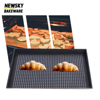 Plaque de cuisson perforée en acier alu robuste, antiadhésive, pour pain, gâteau, pizza, 400x600 mm, pour la maison et le four de boulangerie