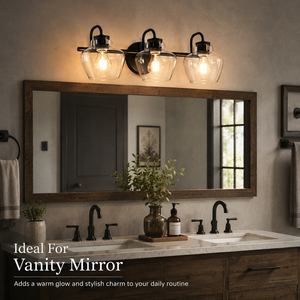 Modern 3 <b>Light</b> Bathroom Vanity Wall <b>Light</b> Matte Black Clear Glass Shade E26 Mirror <b>Sconce</b> OEM ODM Factory - Product Image 3