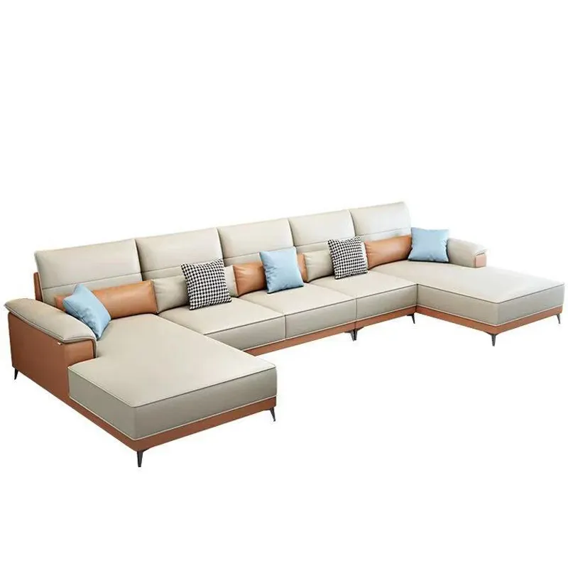 Modern Living Room Furniture L Shape Sectional Leather Sofas
