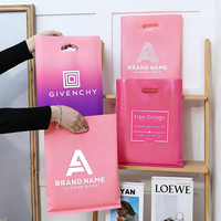 Sacs en plastique personnalisés pour vêtements, rose, avec poignée, découpe sur mesure, sacs en plastique avec logo, sacs en plastique pour le shopping