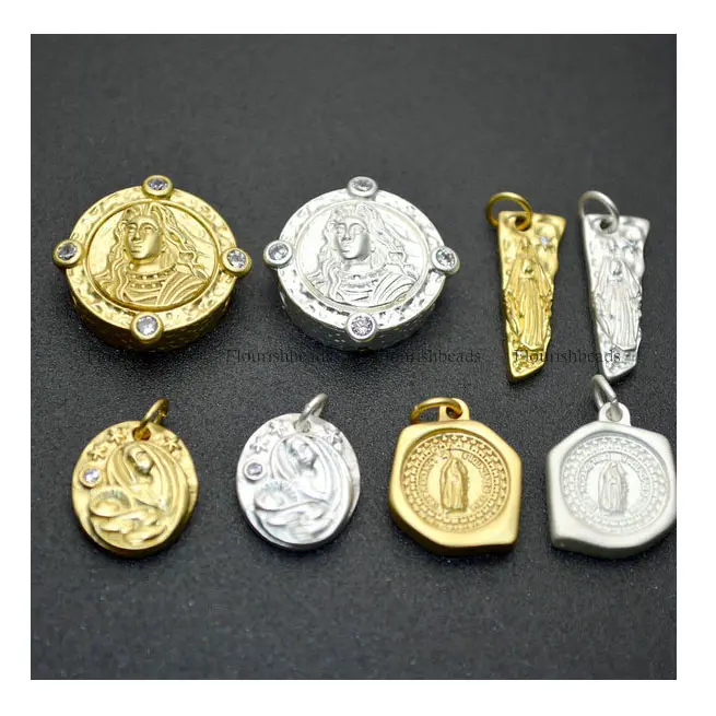Dijes de Madonna de Metal chapado en oro mate y plata, accesorios de joyería