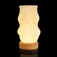 Lampe de chevet imprimée en 3D en PLA biodégradable, base en bois massif, rechargeable par USB, LED à intensité variable, lumière d'ambiance nocturne, lampe d'appoint