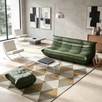 Voxhome Nordic Green Ensemble de canapés relaxants pour salon en tissu simili cuir avec rembourrage en mousse, livraison directe, compressé sous vide