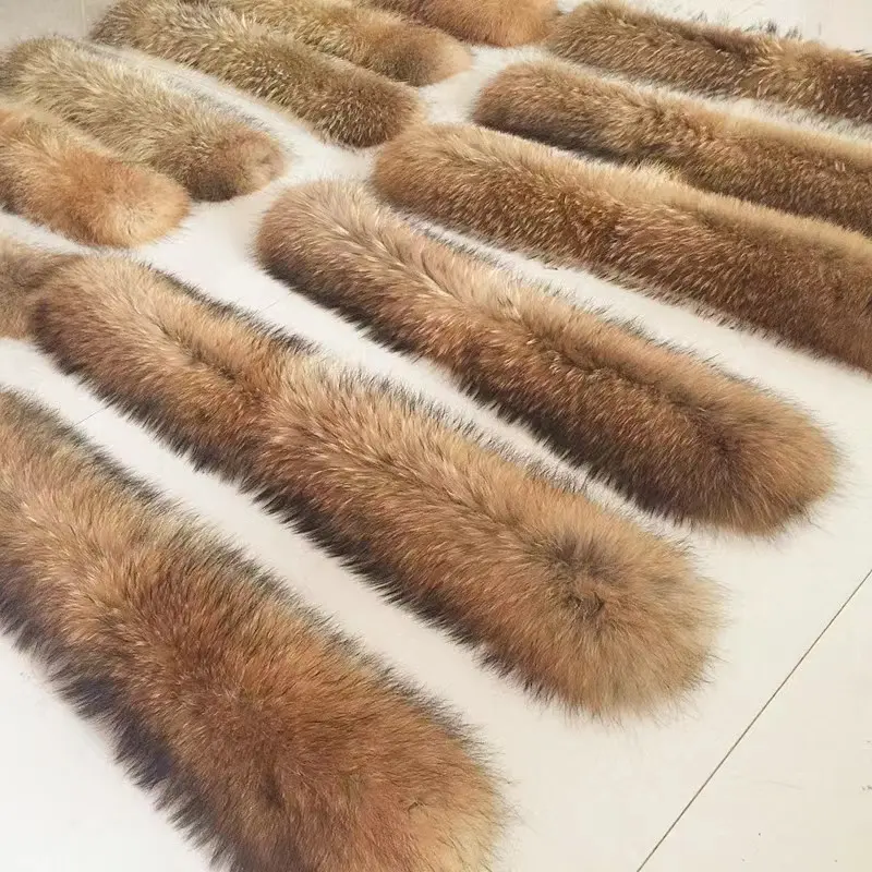 Professional Fur Production Factory Real Raccoon Fur Collar Winter Coat Real Raccoon Fur Trim