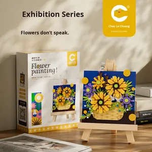 Ensemble de supports à fleurs compatibles avec les blocs de construction Chaolechuang 7208-7212, rose, tournesol, jouet d'assemblage, décoration - Product Image 3