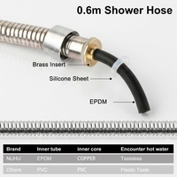 Tuyau de Douche pour Animaux de Compagnie Direct Usine 0,6 m en Acier Inoxydable 201 avec Insert en Laiton, Flexible et Anti-Torsion pour le Bain des Chiens et des Chats