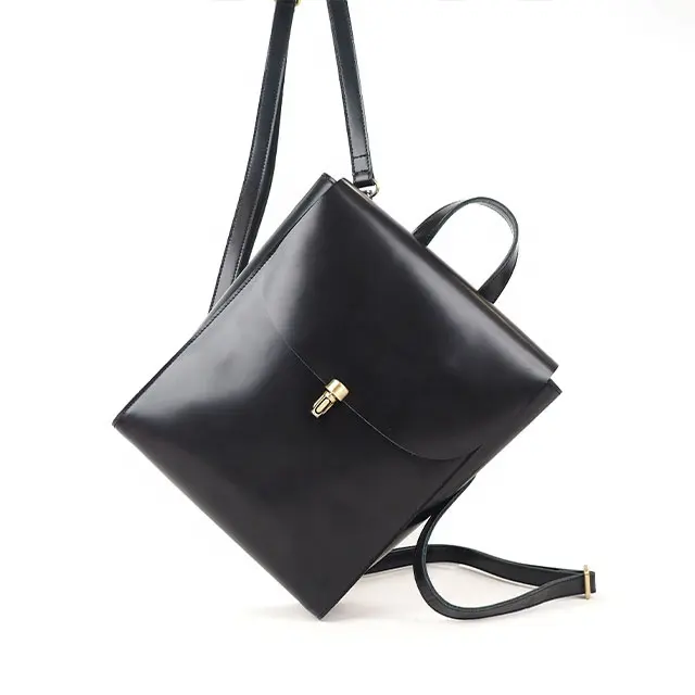 Wholesale Custom Laptop Backpack Bag Fashion Black Soft Leather Bag School Women Backpack
