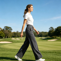 Pantalon de golf ample gris foncé pour femme avec cordon de serrage, taille élastique, coupe décontractée et athlétique
