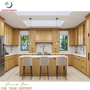 خزائن مطبخ فاخرة مخصصة حديثة من خشب البلوط الأبيض بتصميم نحيف من الشركة المصنعة في فيتنام - Product Image 4