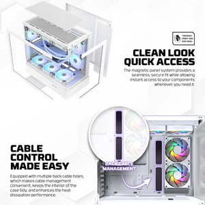 Fantech เคส CG86เกม GPU <span class=keywords><strong>ATX</strong></span> 395มม., เคสคอมพิวเตอร์แบบทาวเวอร์270องศาพาโนรามาเข้าถึงได้อย่างรวดเร็วเคสพีซีกระจกนิรภัย - Product Image 6
