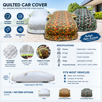 Housse de voiture matelassée multicouche durable anti-grêle, doublure polaire douce, protection UV, bâche de protection intégrale pour automobile