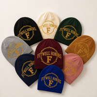 Bonnet en tricot clouté avec logo personnalisé, fabricant OEM ODM, broderie dorée, casquette pour streetwear et marques de mode de créateurs