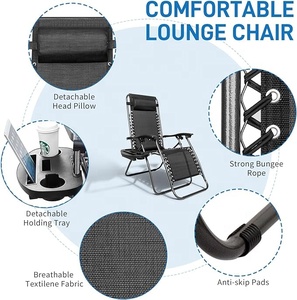 Silla Reclinable de Gravedad Cero Ajustable para Exteriores, Moderna, Plegable, Resistente a los Rayos UV, Ecológica, para Playa <span class=keywords><strong>y</strong></span> Piscina - Product Image 6