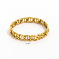 Bague chaîne simple plaquée or PVD haut de gamme Bagues en acier inoxydable pour femme