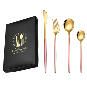 Noord-Europese Stijl Bestekset 4 Stuks Goud Roestvrij Staal Bestek Zilverwerk <span class=keywords><strong>Set</strong></span> Mes Vork Lepel <span class=keywords><strong>Set</strong></span> Voor Thuis - Product Image 3