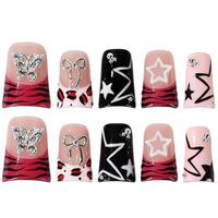 Faux ongles à presser de taille moyenne, couleur nude pastel, French manucure, motif floral 3D, strass roses, bulles orange, ongles artificiels complets