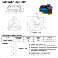 CM9544 Bobine de refoulement de mode commun triphasée 1.8mH 160A 3mΩ DCR avec noyau toroïdal en ferrite, filtre EMI pour variateur de fréquence, onduleur solaire, chargeur de VE