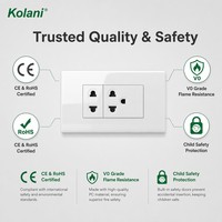 Prise murale universelle combinée 2 et 3 trous, double unité encastrée 120, 16A 250V, volet de sécurité, panneau PC blanc pour appartement