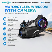 Intercom moto FreedConn R3 Pro V2 Bluetooth 5.1, système mesh pour 6 motards, caméra HD, réduction du bruit