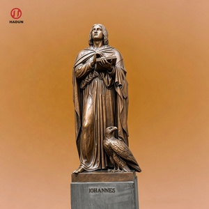Estatua de San Juan Evangélico en Bronce con Diseño Personalizado, con Águila Sosteniendo un Libro y un Pluma, para Decoración de Jardín o Exteriores de Iglesia - Product Image 1