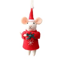 Ornement de souris en feutre de laine fait main, pendentif pour arbre de Noël, cadeau de Noël, accessoire de décoration de scène festive