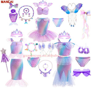 Niñas <span class=keywords><strong>Sirenita</strong></span> <span class=keywords><strong>Ariel</strong></span> princesa niña vestido Cosplay disfraces niños sirena vestir conjuntos con peluca niños ropa de Halloween - Product Image 1